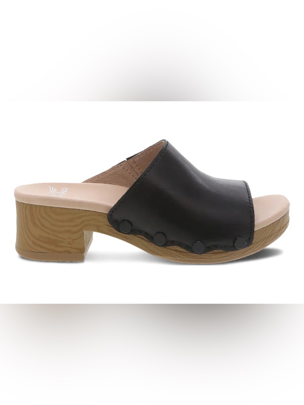 Dansko Gianna Black Leather Open Toe Sandals Shoes Wood Clog size 6 36 Boho 70s
